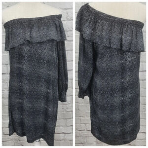 VELVET By Graham & Spencer Black & White One Shoulder Ruffle Anywhere Dress Sz M